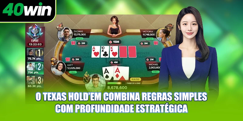 O Texas Hold’em combina regras simples com profundidade estratégica