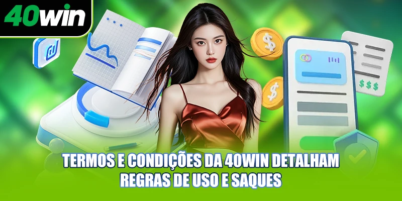 Termos e condições da 40WIN detalham regras de uso e saques